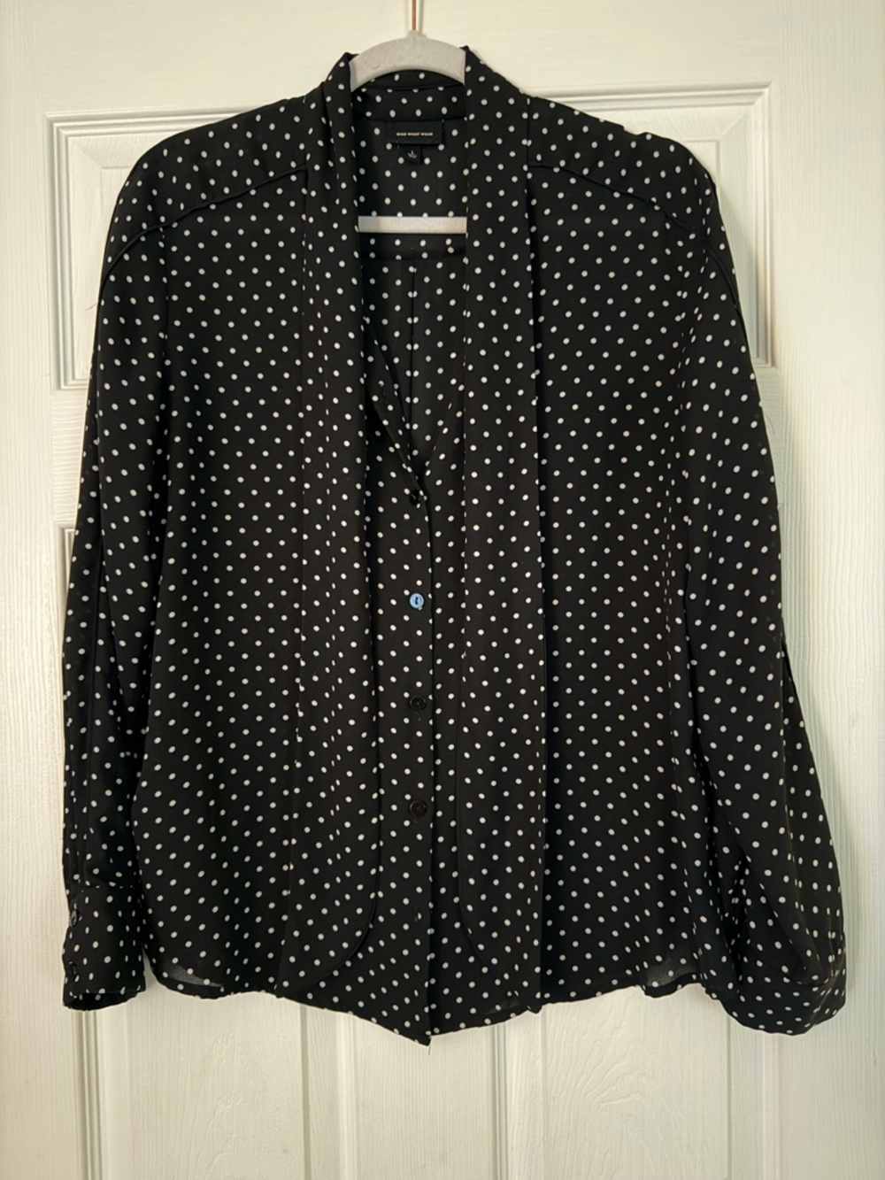 Who What Wear Black Polka Dot Blouse